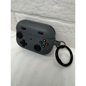 Airpods Pro Case Cover Gen 1 or 2 Game Controller Silicone Gray Black Key Ring